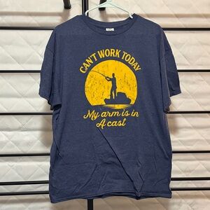 Delta Navy Blue Tee with Yellow Fishing Funny Graphic